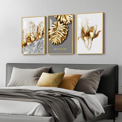 Black & Gold Abstract Art 3PC