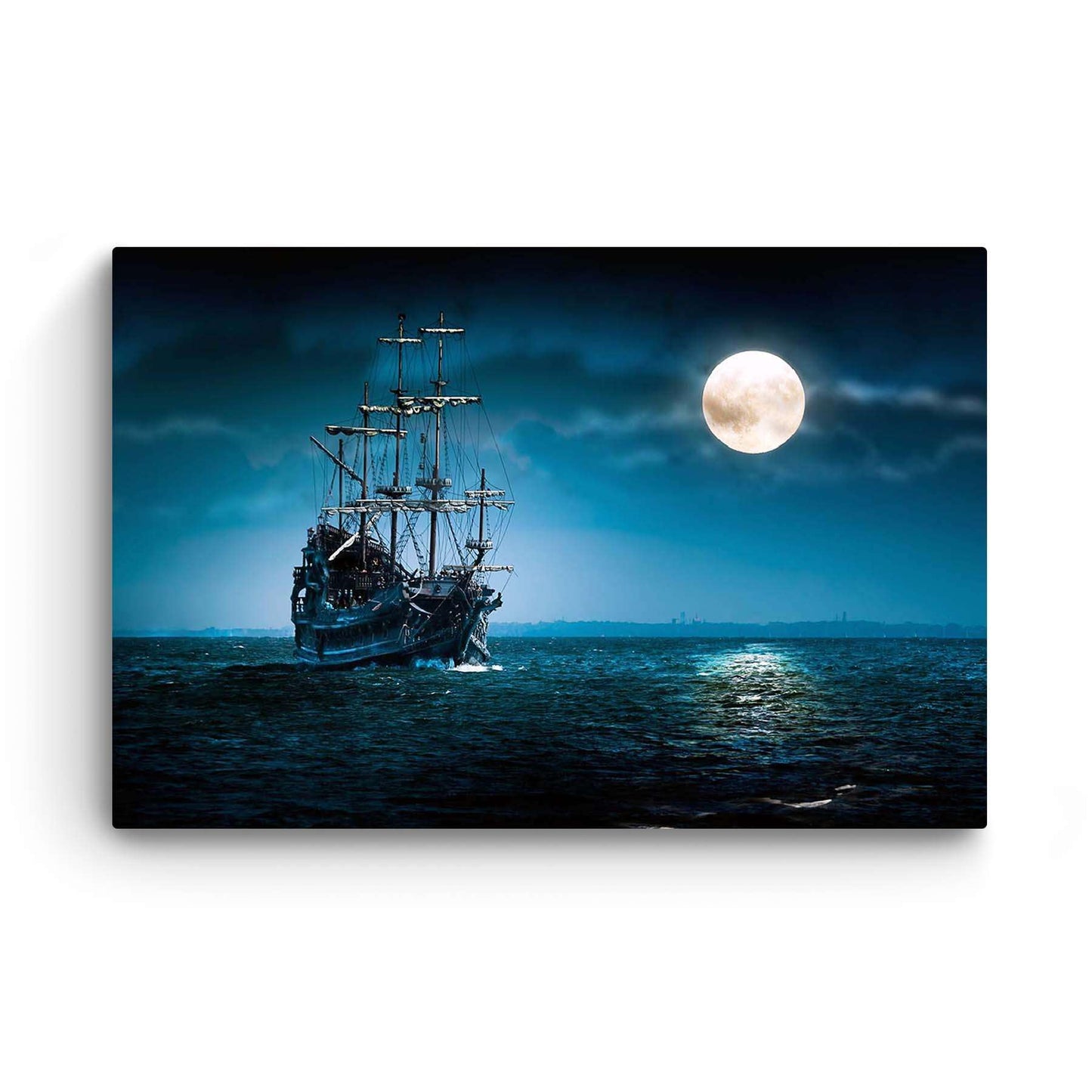 Ship & Moon Canvas Wall Art – 32x48in