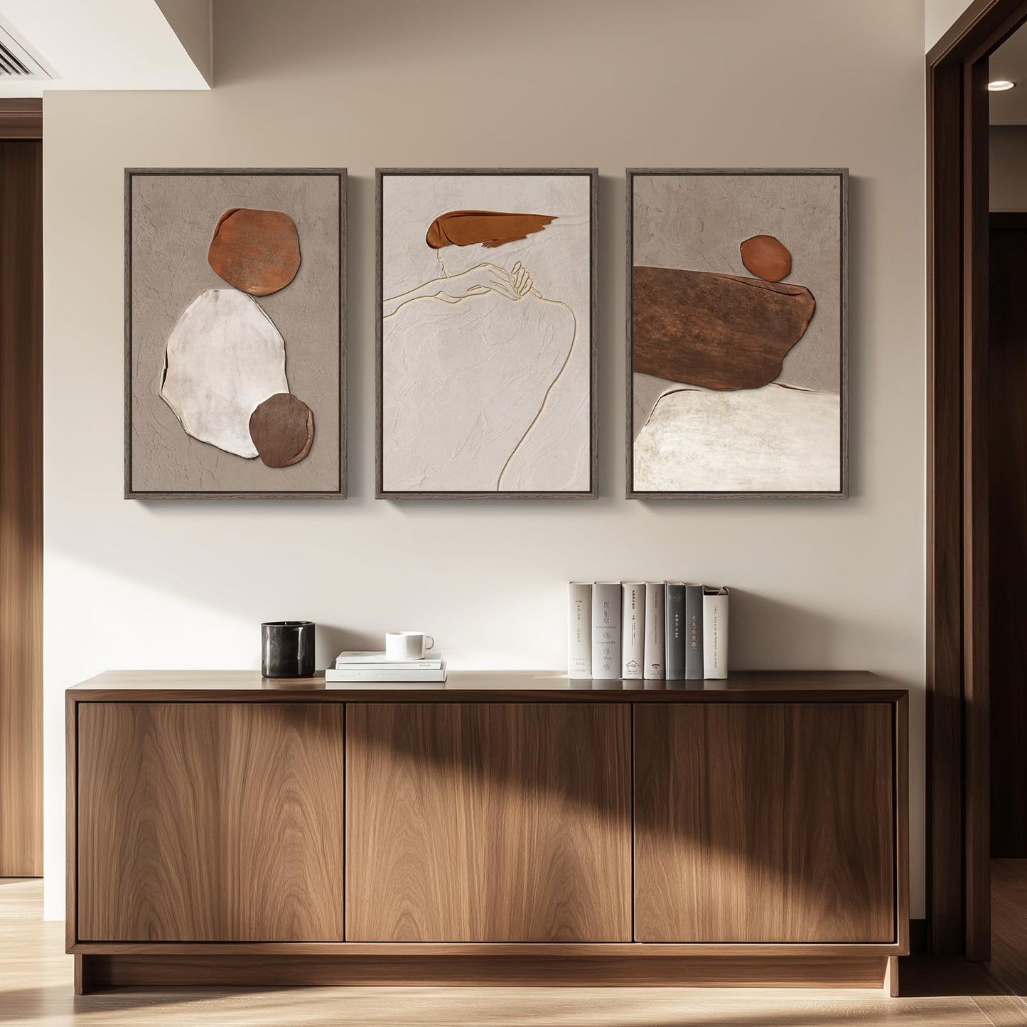 Neutral Abstract Wall Art 3PC 24x36in