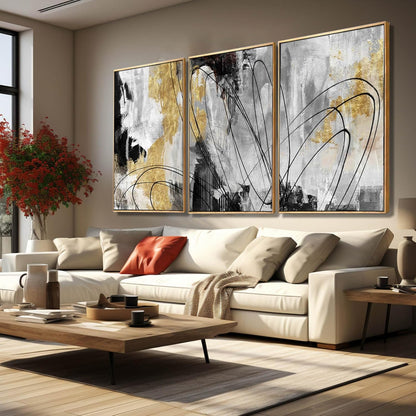 Gold Abstract Wall Art 3PC