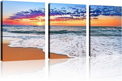 Beach Canvas Wall Art – 3 Panel Sunset
