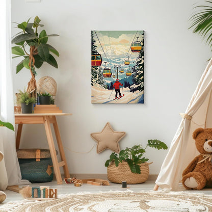 Winter Skiing Mountain Canvas Wall Art