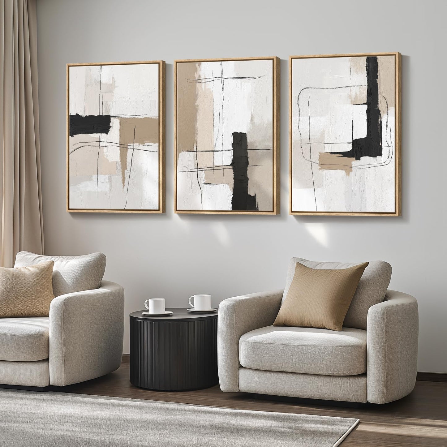 Neutral Abstract Wall Art 3PC 24x36in