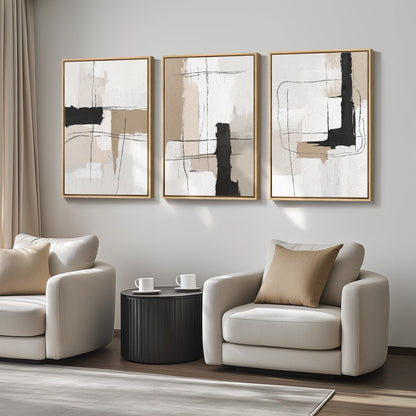 Neutral Abstract Wall Art 3PC 24x36in