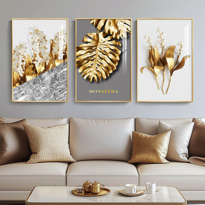 Black & Gold Abstract Art 3PC