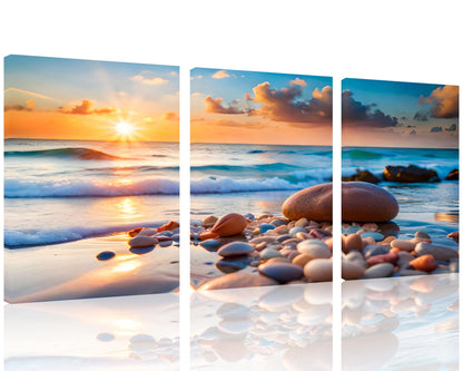 Beach Canvas Wall Art – 3 Panel Sunset