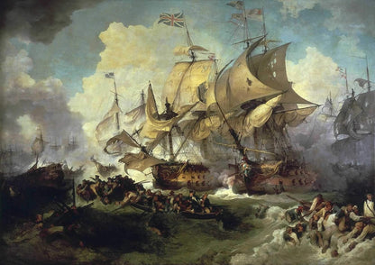 Napoleonic Warship Battle Oil Painting