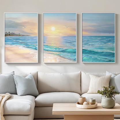 Blue Ocean Beach Wall Art 3PC 24x36in