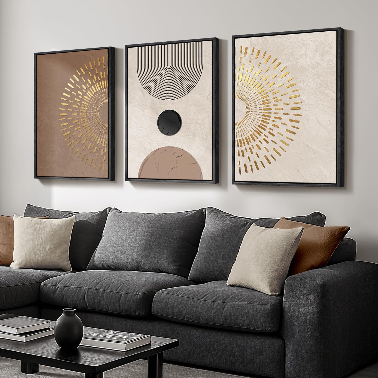 Neutral Abstract Wall Art 3PC 24x36in