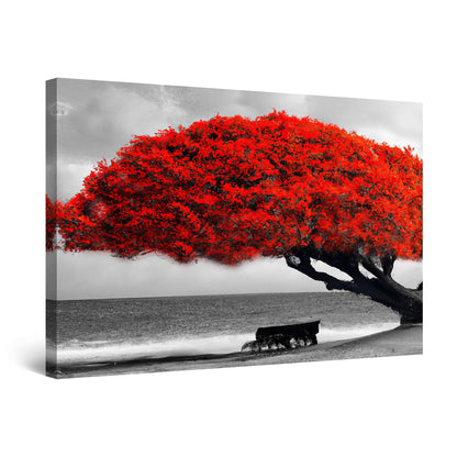 Red Boat Lake Canvas Wall Art 32x48in