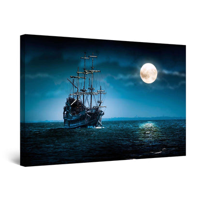 Ship & Moon Canvas Wall Art – 32x48in