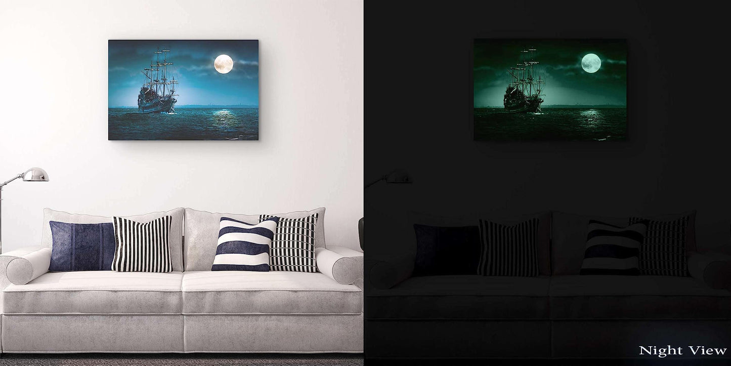 Ship & Moon Canvas Wall Art – 32x48in