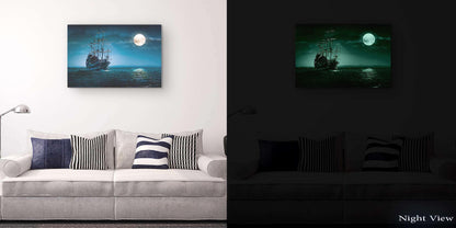 Ship & Moon Canvas Wall Art – 32x48in
