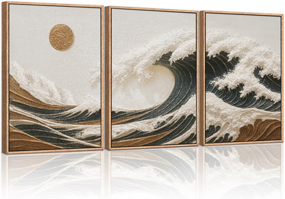 Sea Wave Sunset Wall Art 3PC 16x24in