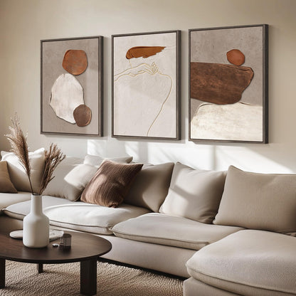 Neutral Abstract Wall Art 3PC 24x36in