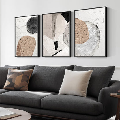 Neutral Abstract Wall Art 3PC 24x36in