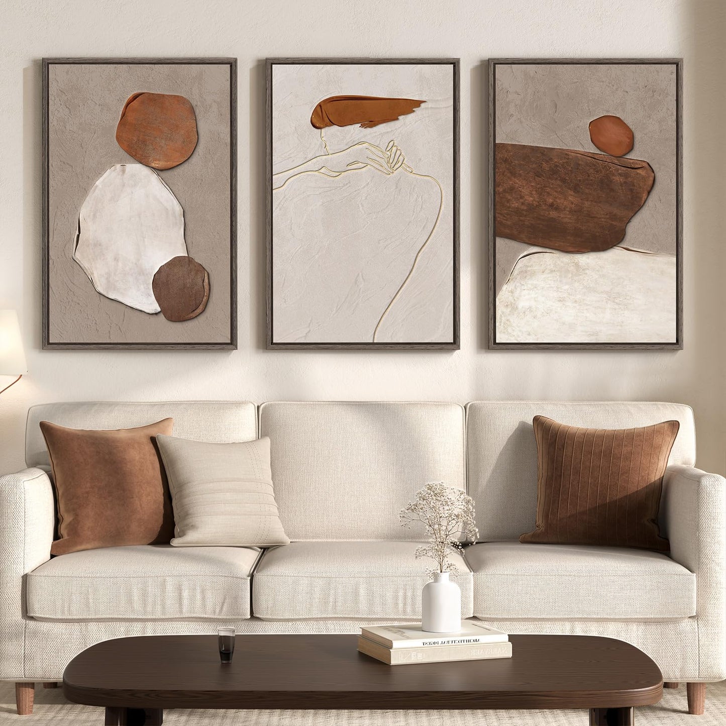 Neutral Abstract Wall Art 3PC 24x36in