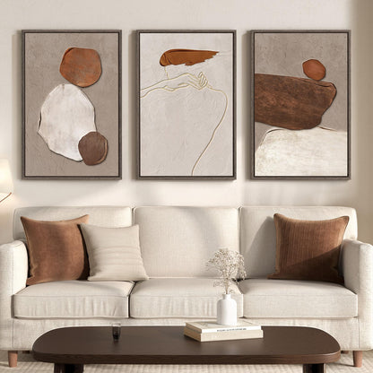 Neutral Abstract Wall Art 3PC 24x36in