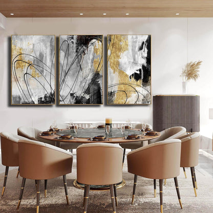 Gold Abstract Wall Art 3PC