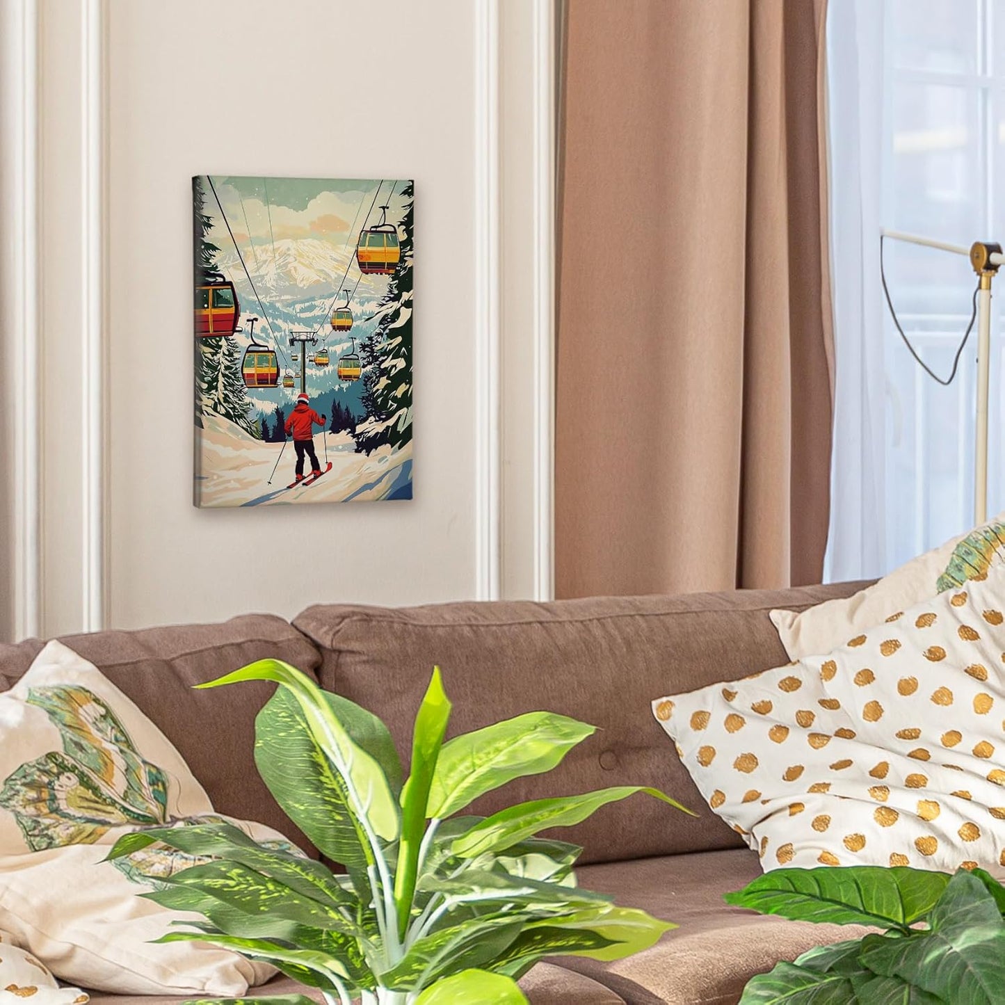 Winter Skiing Mountain Canvas Wall Art
