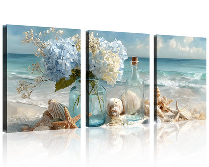 Beach Canvas Wall Art – 3 Panel Sunset