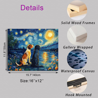 Starry Night Cat Wall Art – Framed Canvas