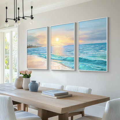 Blue Ocean Beach Wall Art 3PC 24x36in