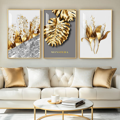 Black & Gold Abstract Art 3PC