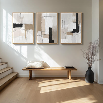 Neutral Abstract Wall Art 3PC 24x36in