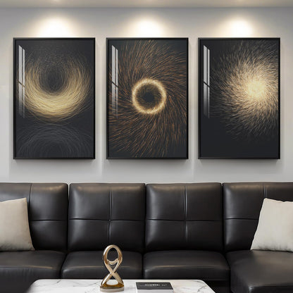 Black & Gold Abstract Art 3PC