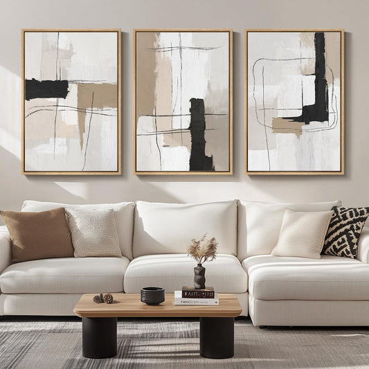 Neutral Abstract Wall Art 3PC 24x36in
