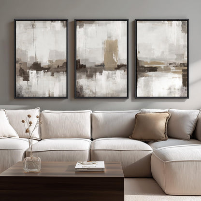 Neutral Abstract Wall Art 3PC 24x36in