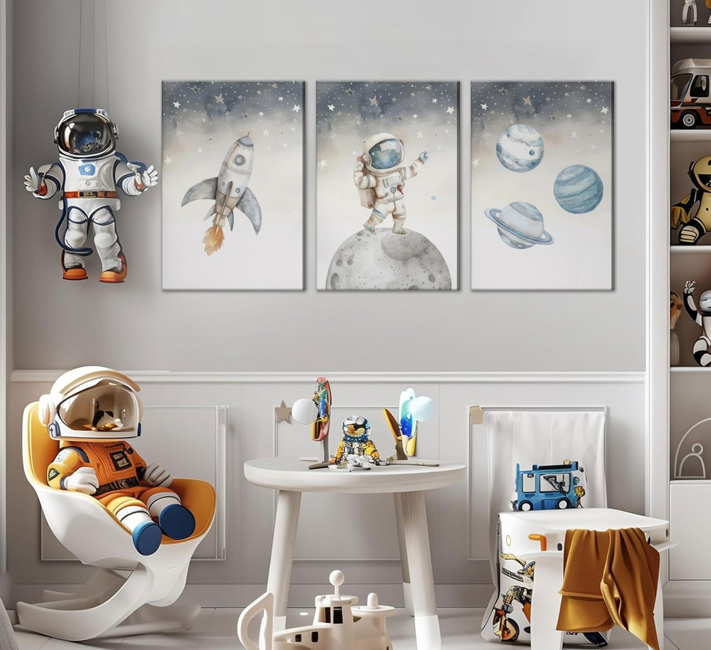 Space Nursery Wall Art – 3 Pcs