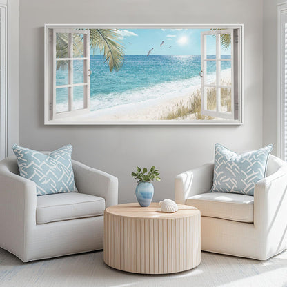 Blue Ocean Beach Wall Art 3PC 24x36in