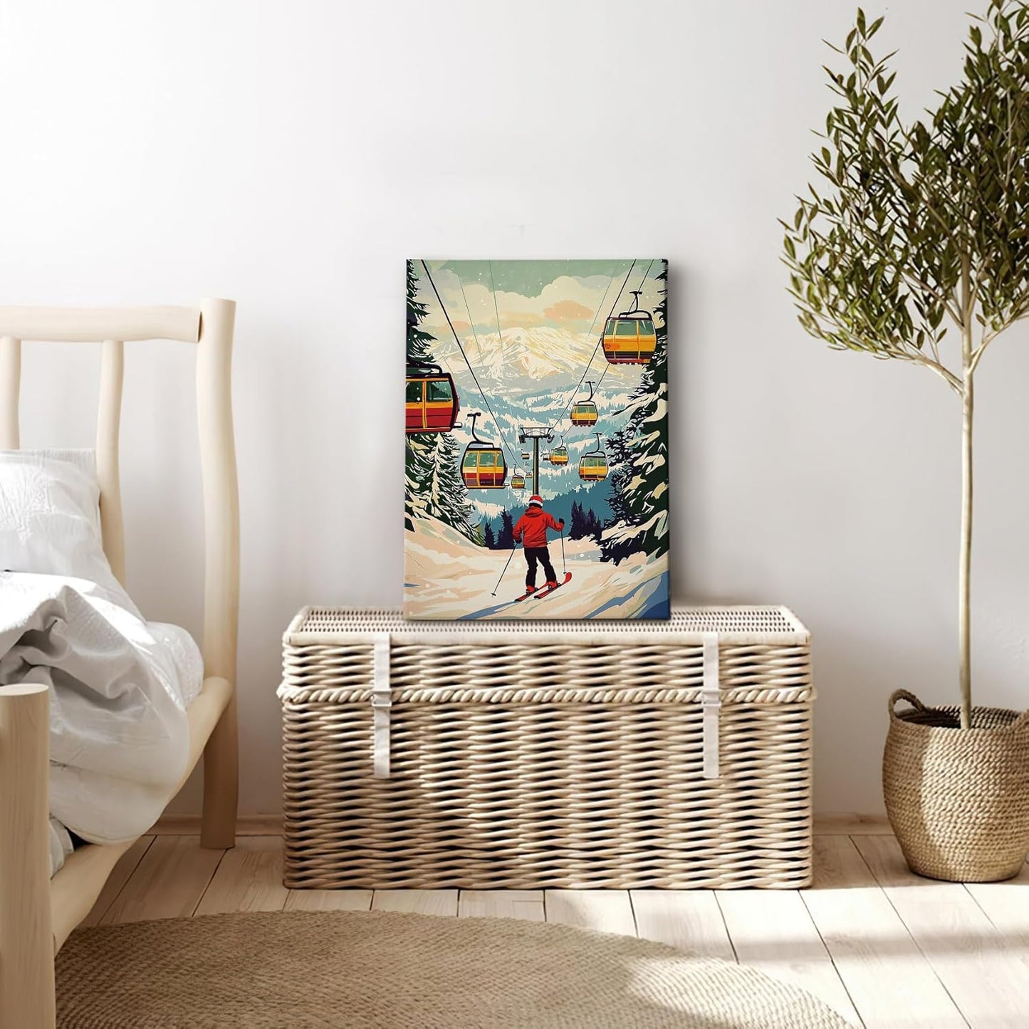 Winter Skiing Mountain Canvas Wall Art