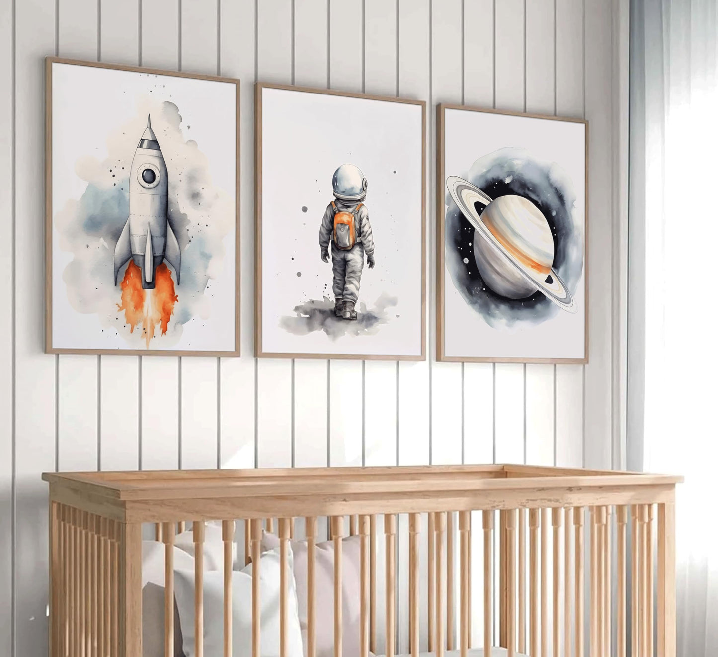 Space Nursery Wall Art – 3 Pcs