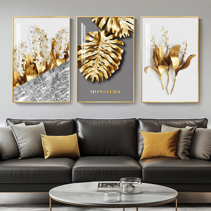 Black & Gold Abstract Art 3PC