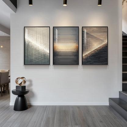 Black & Gold Abstract Art 3PC