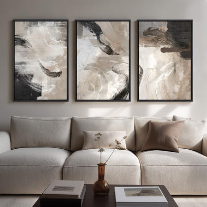 Neutral Abstract Wall Art 3PC 24x36in
