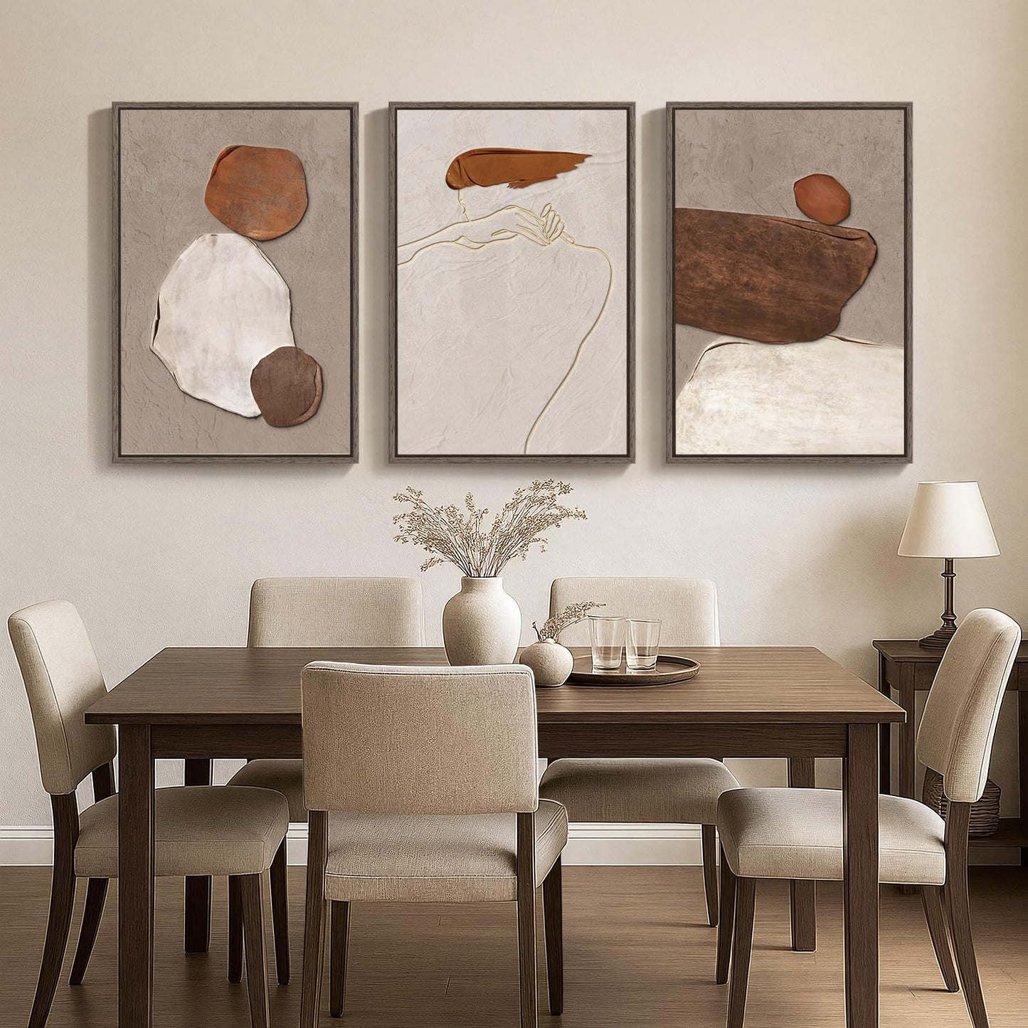 Neutral Abstract Wall Art 3PC 24x36in