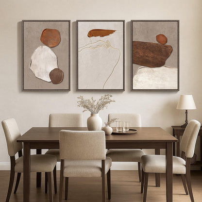 Neutral Abstract Wall Art 3PC 24x36in