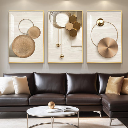 Black & Gold Abstract Art 3PC