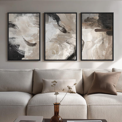 Neutral Abstract Wall Art 3PC 24x36in