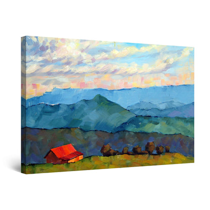 Red Boat Lake Canvas Wall Art 32x48in