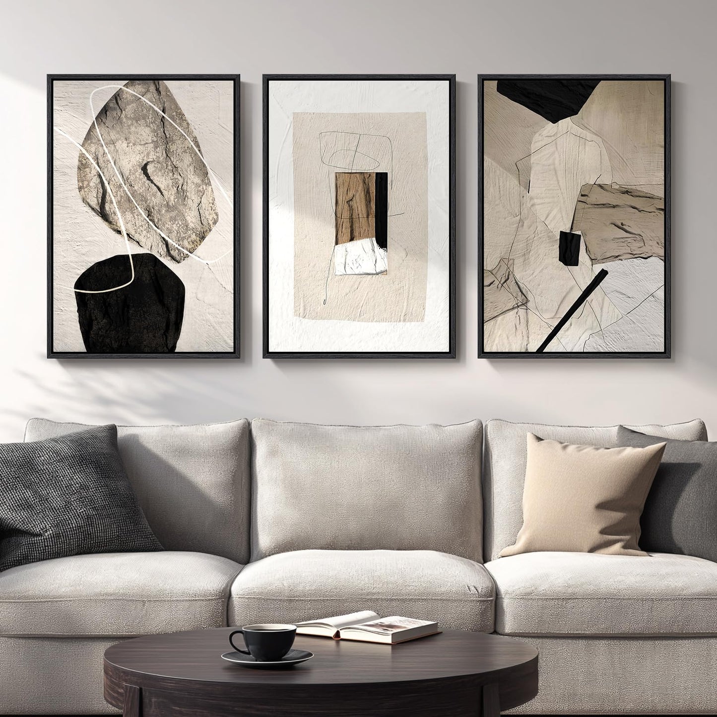 Neutral Abstract Wall Art 3PC 24x36in