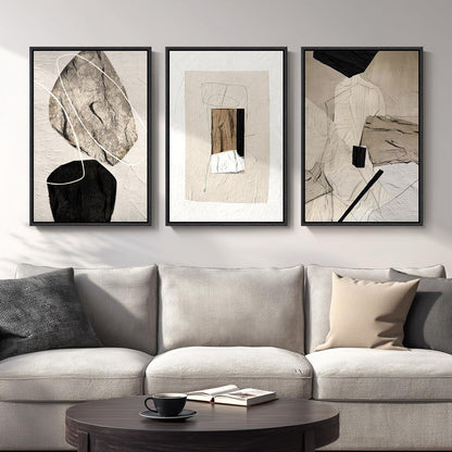 Neutral Abstract Wall Art 3PC 24x36in