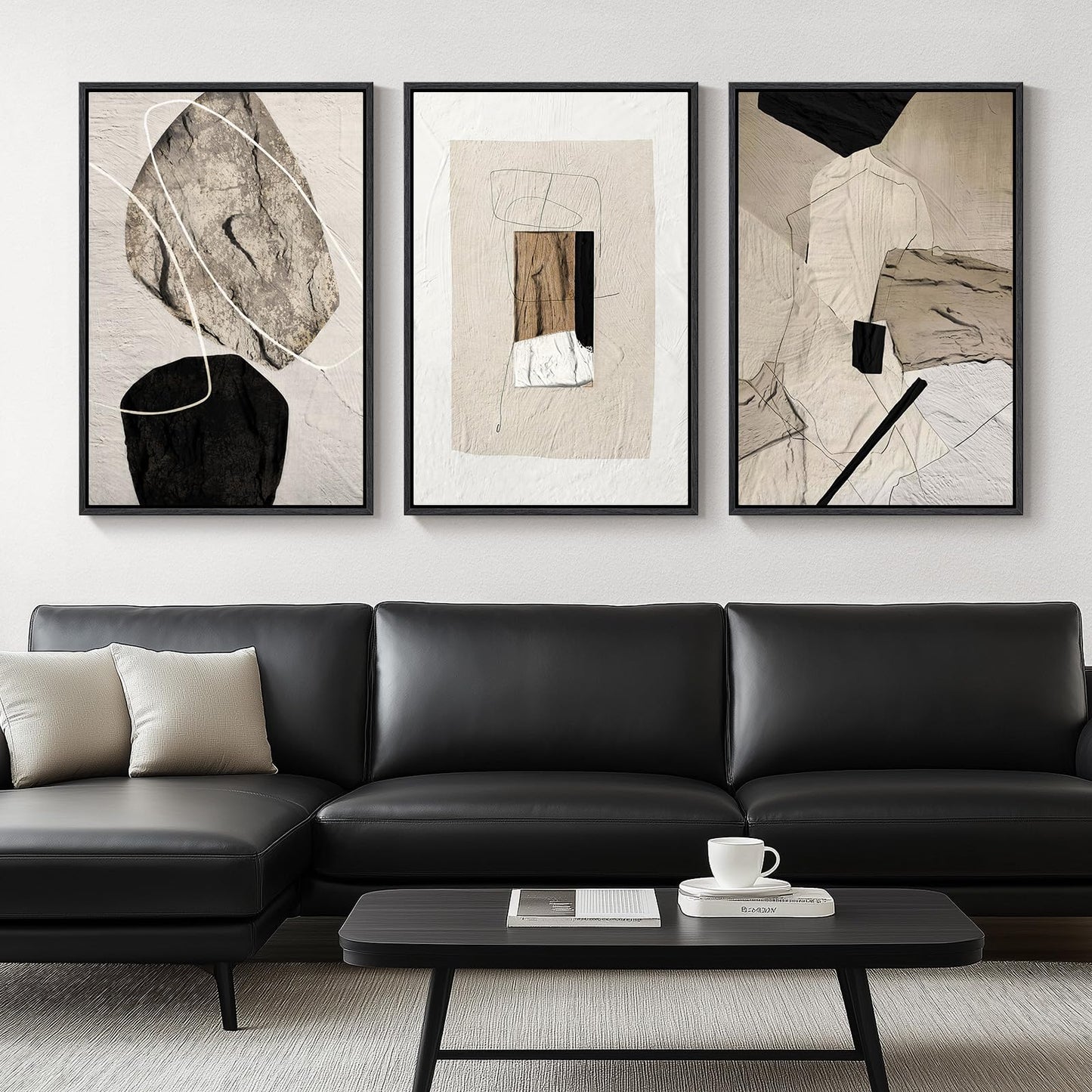 Neutral Abstract Wall Art 3PC 24x36in