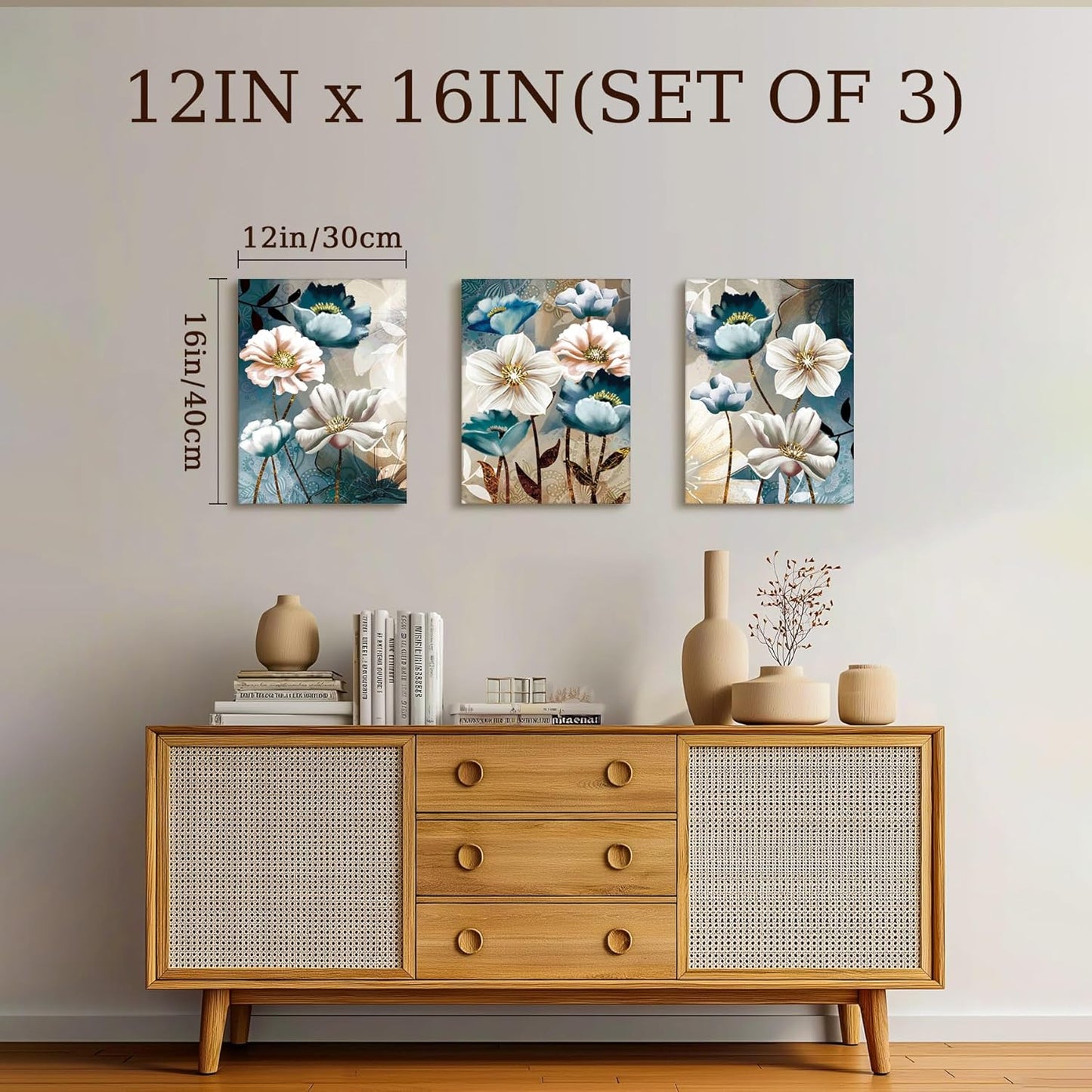 3 Pcs Lotus Flower Wall Art – 12x16in