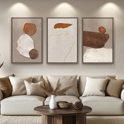 Neutral Abstract Wall Art 3PC 24x36in