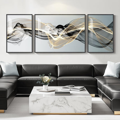 Black & Gold Abstract Art 3PC